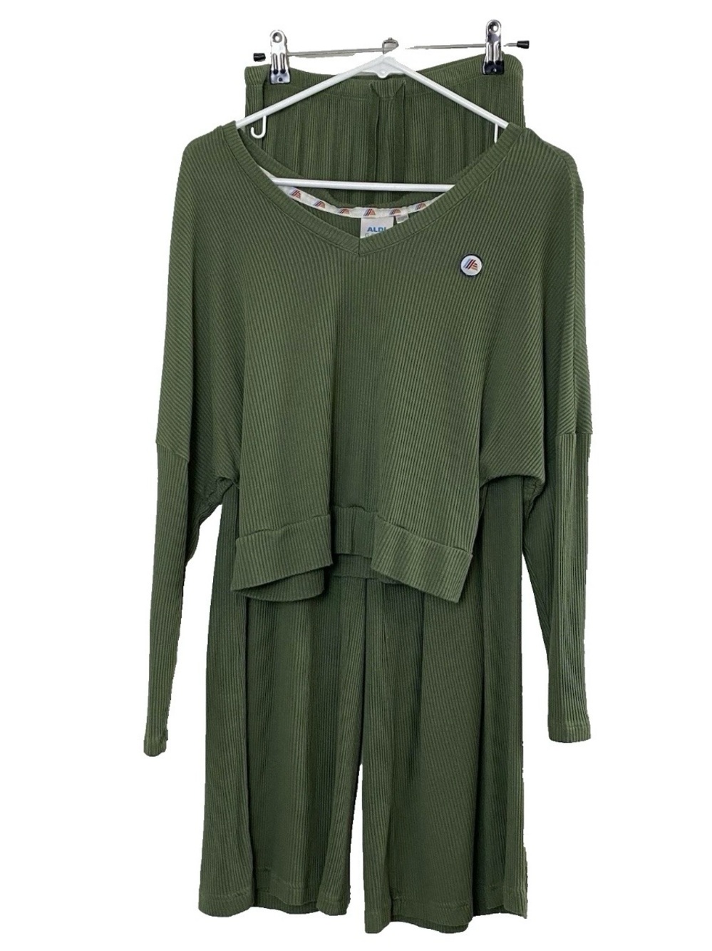 Aldi Green Ribbed Loungewear Set - Small